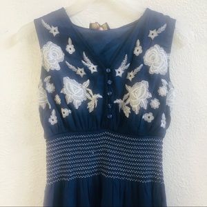 Blue embroidered maxi dress